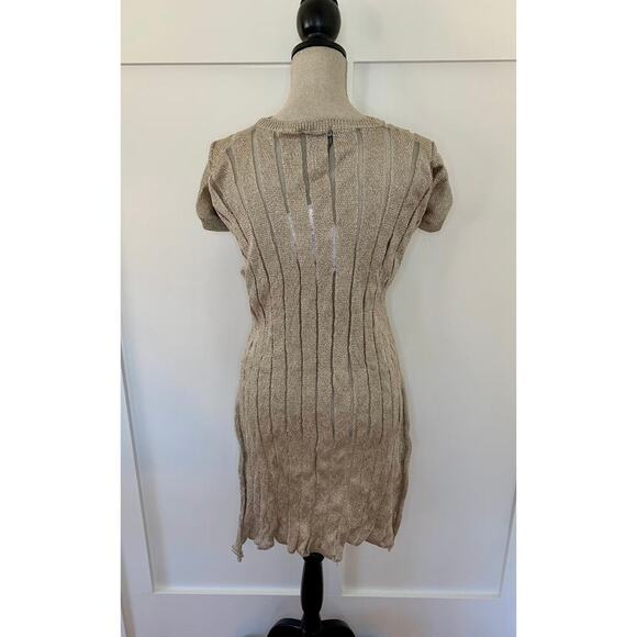 Aviu Sweater in Beige Size 42 Knitwear Ribbed Pullover Metallic Classic Warmer - Picture 2 of 3